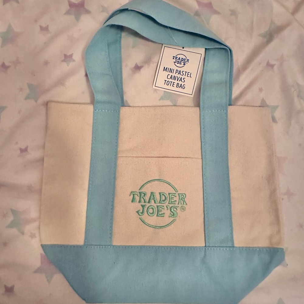 Blue and Cream Canvas Tote Bag